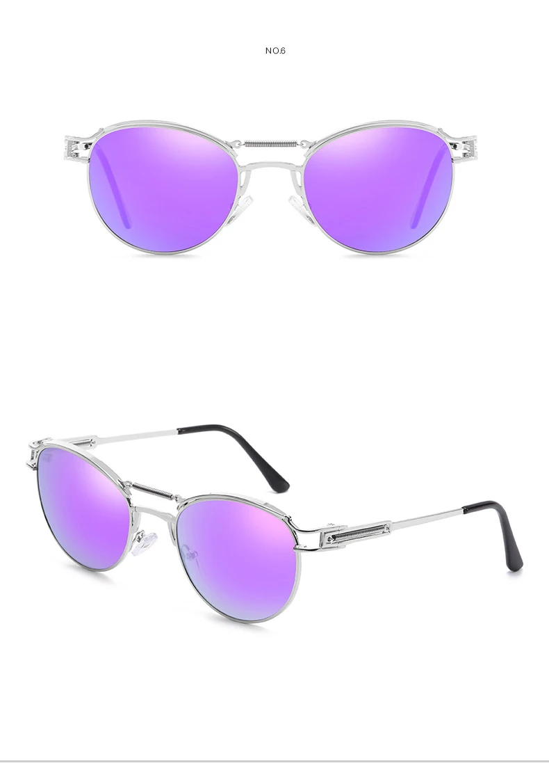 Женские мужские летние новые модные овальные зеркальные солнцезащитные очки в стиле стимпанк, унисекс, весенние солнечные очки из сплава, UV400, пляжные солнцезащитные очки L7726CJ