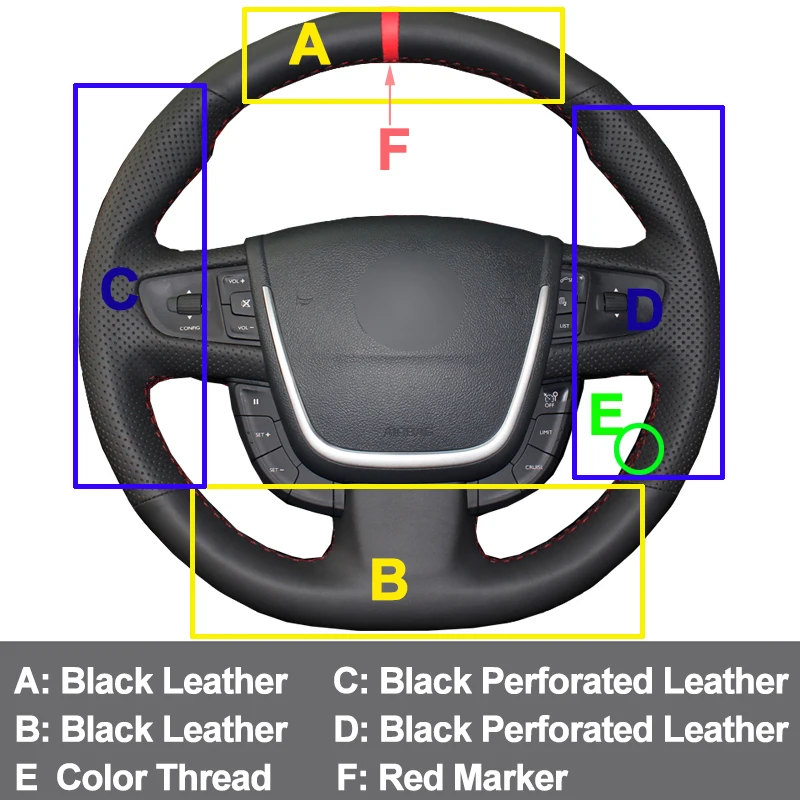 HuiER ручной швейной машине крышка рулевого колеса Нескользящая дышащая красный маркер для peugeot 508 Руль автомобиля аксессуары