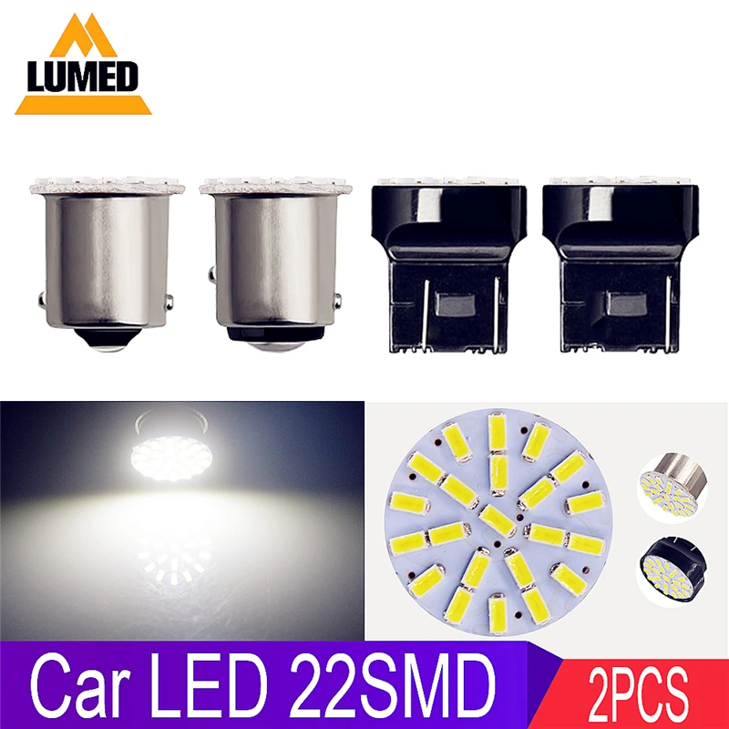 

2x 1156 LED 1157 BA15S T20 7440 7443 BAY15d Car Lights 3014 LED Auto Lamp DRL 22 SMD Backup Reserve Light DC 12V