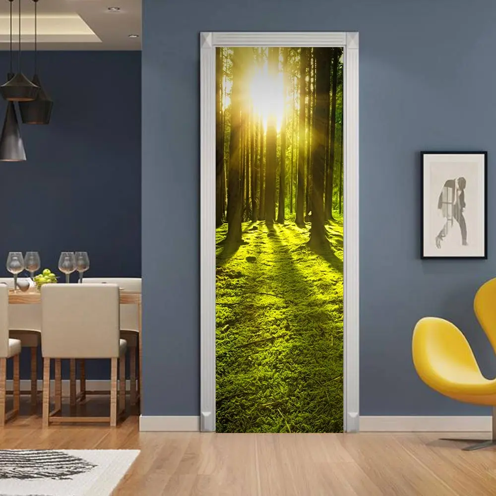 3D наклейка на дверь s Dreamlike Forest плакат настенная роспись искусство спальни