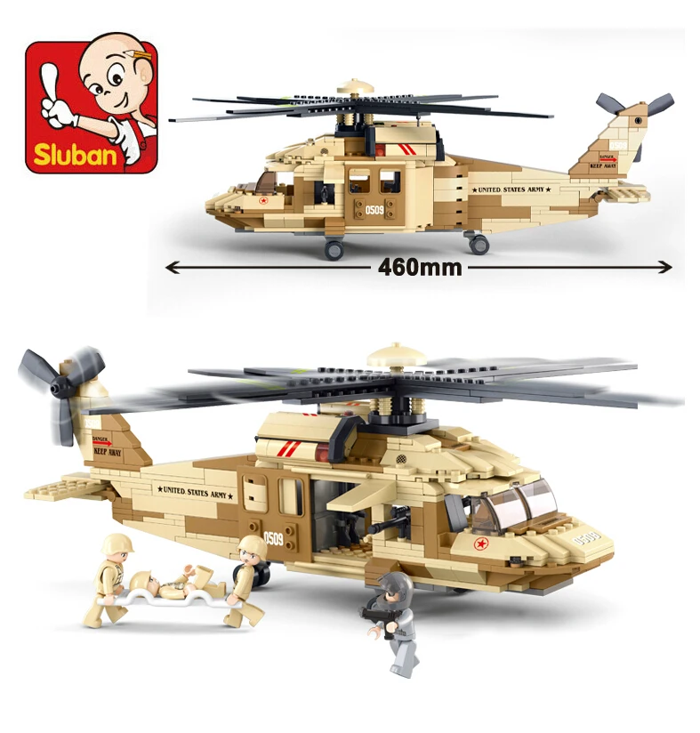 Uh-60l black hawk вертолет Розничная Sluban m38-b0509 сертифицированный продукт 439 шт. здания Конструкторы обучения Образование малыш Игрушечные лошадки