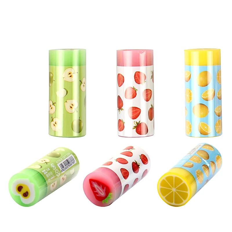 

24 pcs/Lot Colorful fruit eraser for pencil erasing Novelty Lemon Apple Stationery Office school supplies borracha escolar A6385