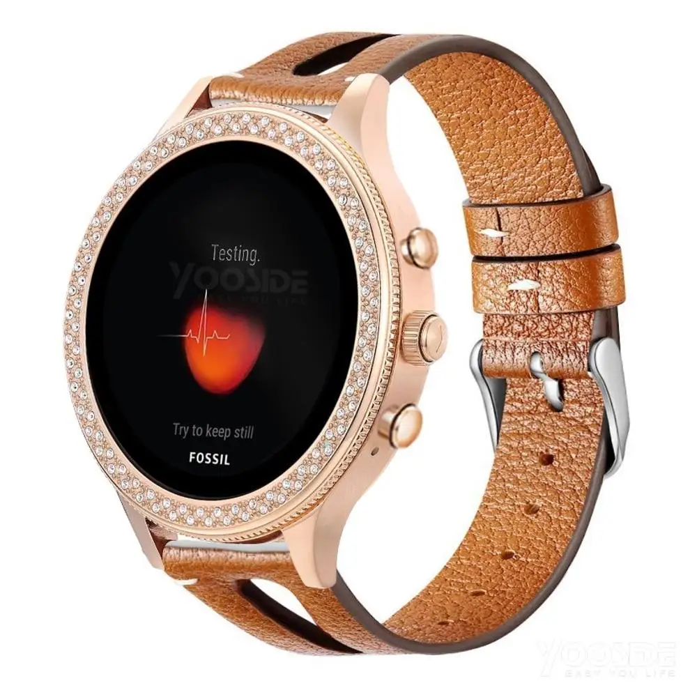 Для Fossil Smartwatch 18 мм быстросъемный классический кожаный ремешок для часов Ticwatch C2 RoseGold, Fossil Q Venture Gen3/Gen 4