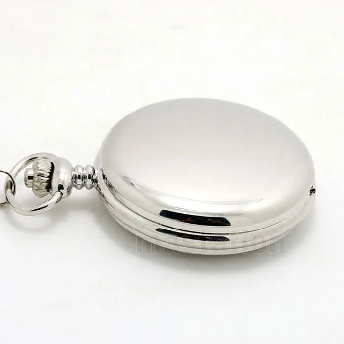 Новое поступление серебряные гладкие кварцевые карманные часы с короткой цепи Best подарок Для мужчин Для женщин cep saati reloj de bolsillo часы на цепочке подарки для мужчин