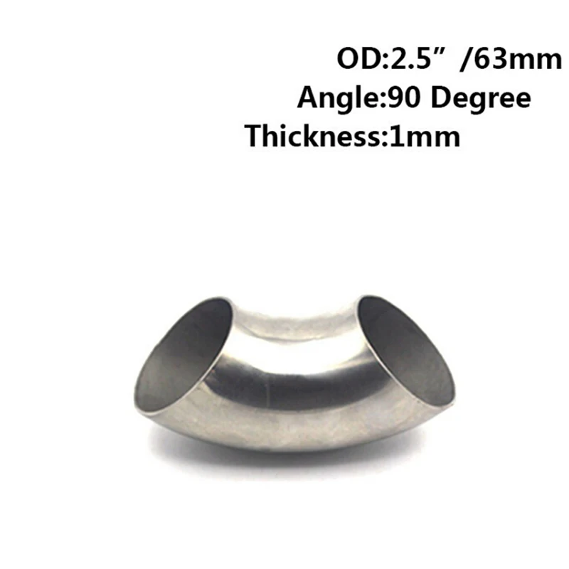 Нержавеющая сталь 90 градусов изгиб локоть выхлопной трубы 2,5/2 дюйма 51/63 мм - Цвет: 2.5inch