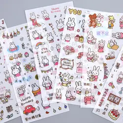 6 листов/комплект милый розовый кролик декоративные мобильных наклейки Скрапбукинг DIY Craft наклейки канцелярские