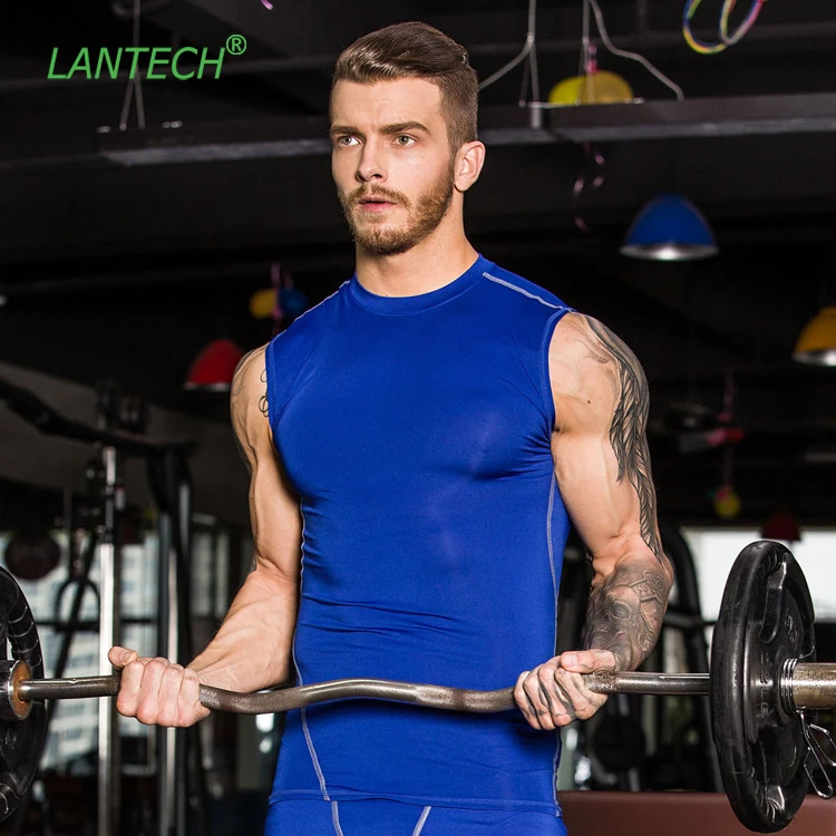 LANTECH Men Vest Gilet Running Fitness Excercise Gym Soccer Football Vest Sleeveless Shirts Compression Tights Quick Dry