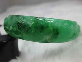 

02122 NATURE BEAUTIFUL CARVING GREEN JADE JADEITE BRACELET BANGLE