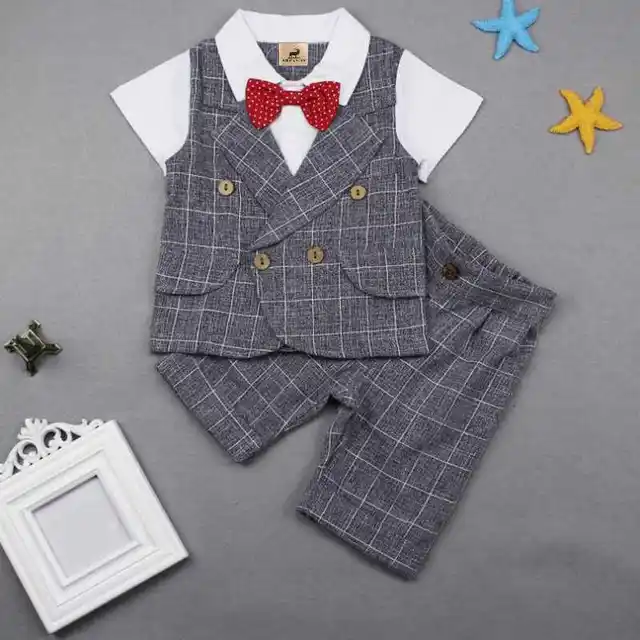 ARFANNY Baby Boys Clothes Summer Kids British Wind Birthday Dress Boy