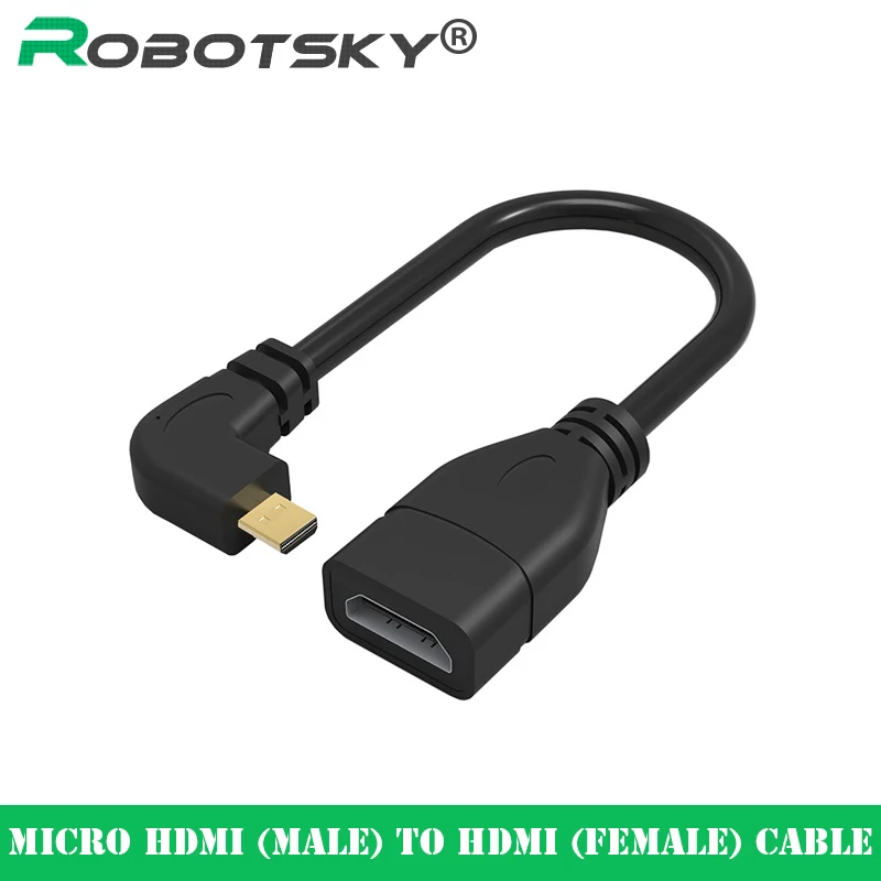 

90 Degree Micro HDMI Right-toward Male to HDMI Female Cable Adapter Convertor 1080P XC1144