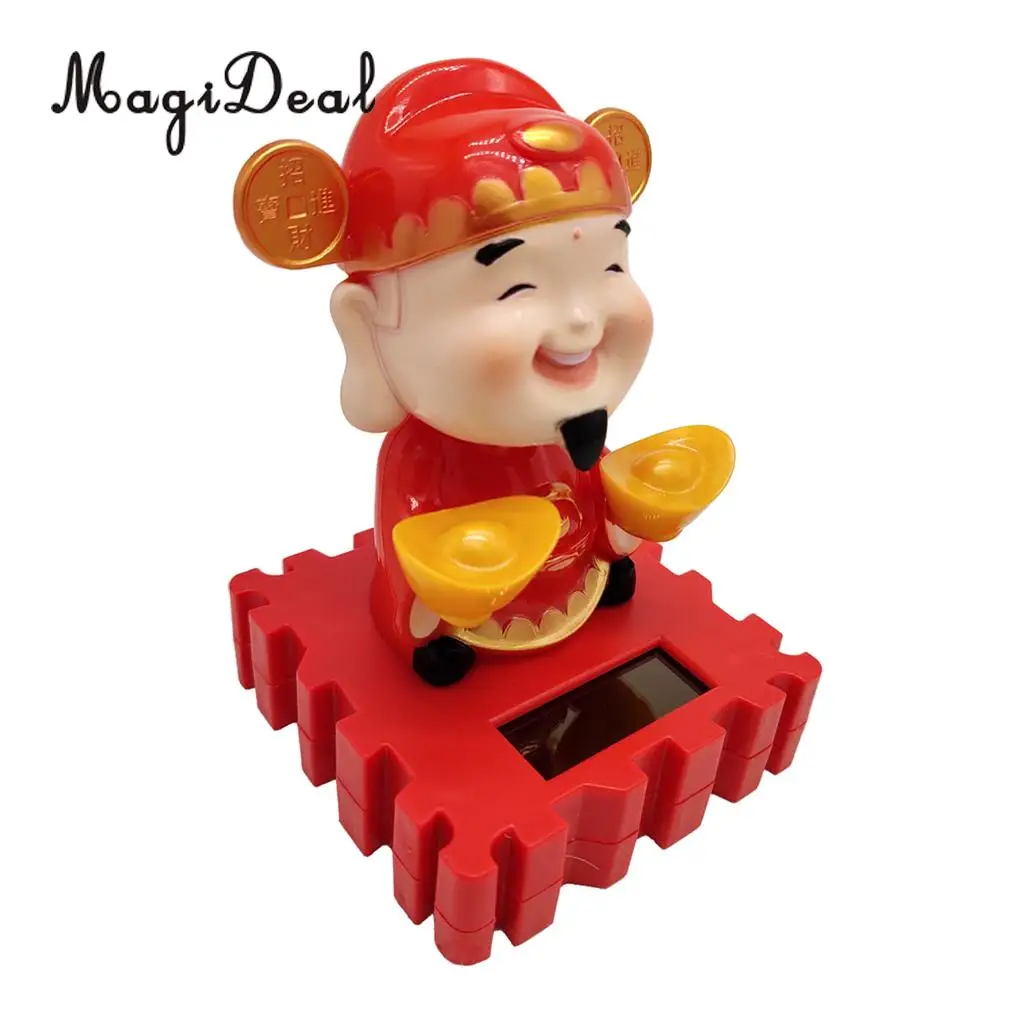 Solar Power Dancing God of Wealth & Fortune Model Swing Figure Statue Figurine Kid Science Toy Xmas Gift Home Car Desk Decor #B