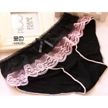 2015 Girl Series Charcoal candy-colored lace panties, underwear women sexy underwear cute bow Women’s panties