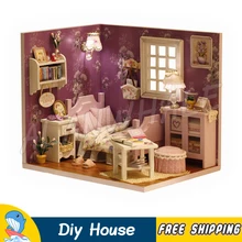 Миниатюрный Кукольный дом гостиная DIY светодиодный светильник деревянный кукольный домик с мебелью подарочные наборы взрослые игрушки для подростков Фигурное здание