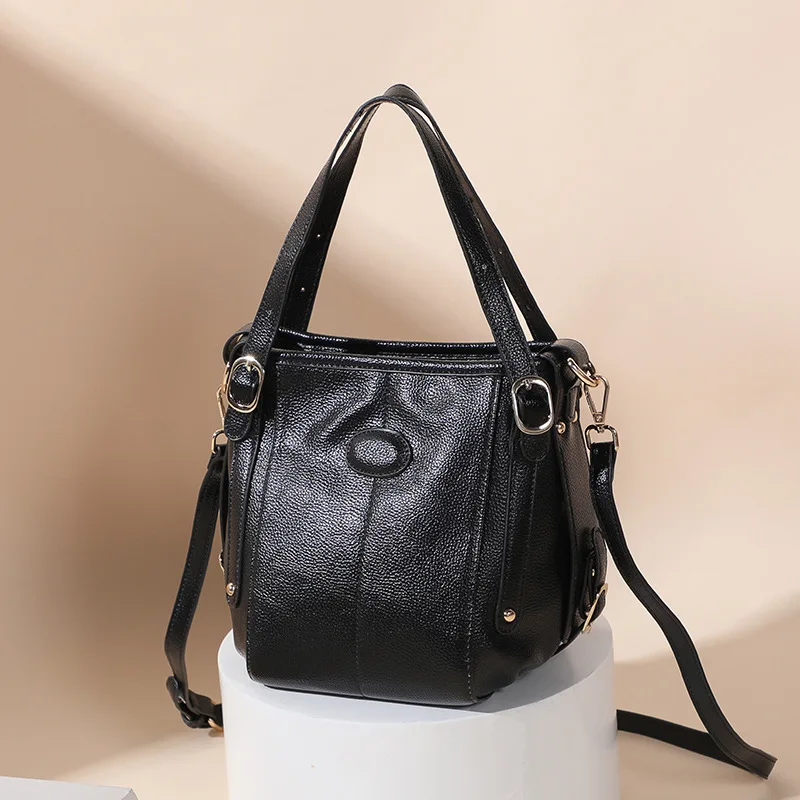 

Baggage 2019 New Tide Barrel Bag Women's Leather Handbag Korean Fashion Cowhide Single Shoulder Slant Women's Bag