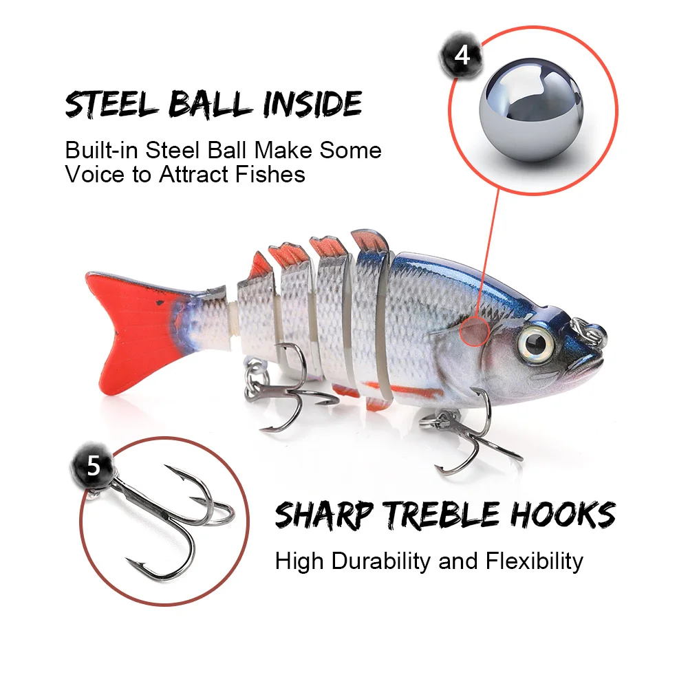 TREHOOK Мульти соединенная жесткая приманка 8 см 10 г Реалистичная Приманка Crankbait