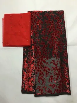 

free shipping! high quality african silk velvet lace fabric with 2yards headtie for sewing clothes comfortable velvet B8oc255