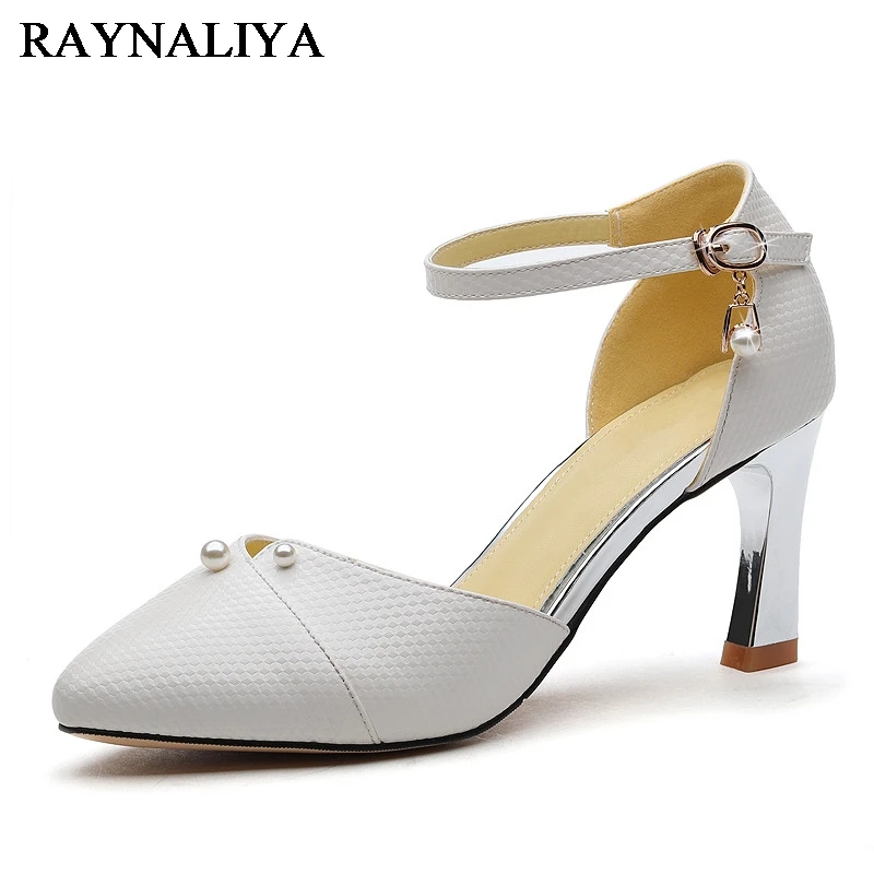 

2018 Summer Concise Elegant Sweet Pointed Toe Sandals White Strange High Heels Casual OL Shoes Woman Shoes YG-A0075