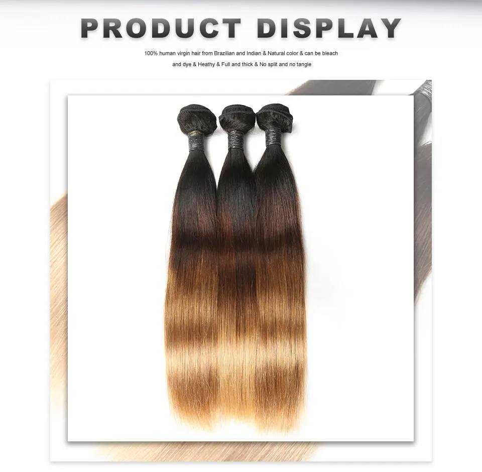 Omre Straight Hair Weave Brazilian Human Hair 3 Bundles With Closure 1B 4 27 Remy Bundles Hair Extensions Zing Silky Hair Vendor (6)