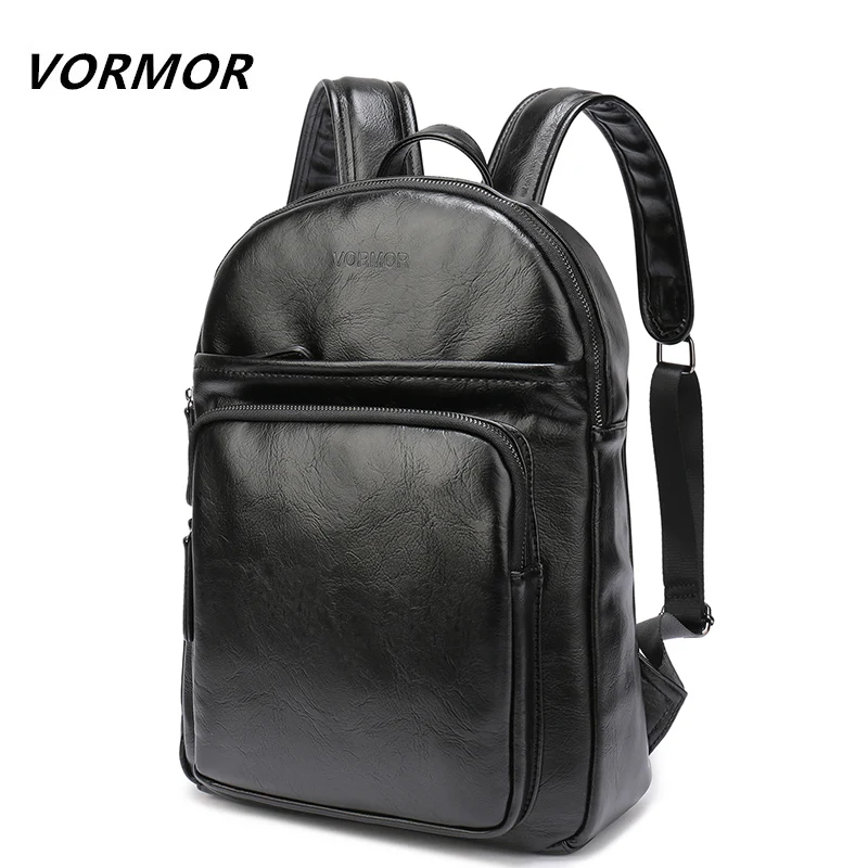 Kopen Vormor Casual Mannen Rugzak Voor School Zwart Pu Leer Mannen Zakelijke Kleine Rugzak Tas Draagbare 13 Inch Laptop Rugzak