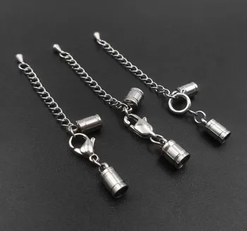 

Stainless Steel Cord Ends Caps with Lobster Clasps Extender Chain Connectors Sets Jewelry DIY Findings Wholesale fit 3mm 4mm 5mm