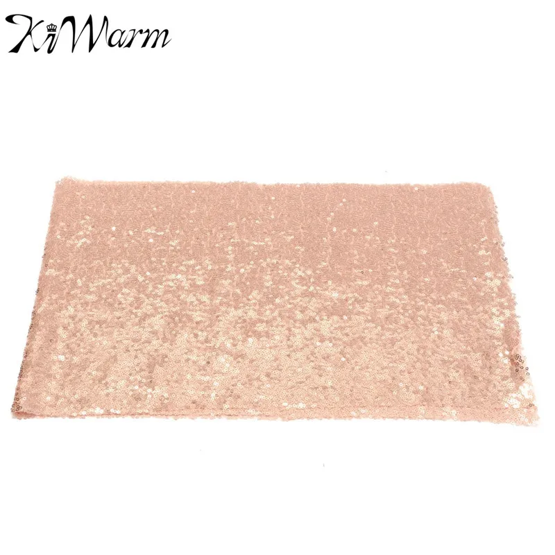

KiWarm Sparkly Rose Gold Sequin Fabric Table Runner for Home Holiday Wedding Party Decoration Crafts DIY Material 30 * 180cm