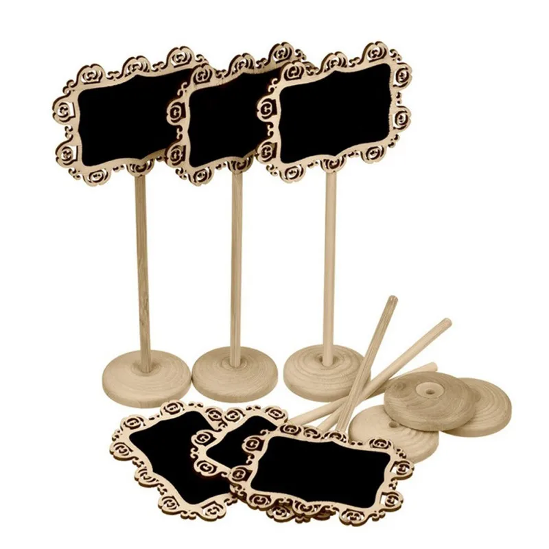 

10pcs/set Romantic Wood Mini Blackboard With Stand Base Wooden Place Card Holder Signs Memo Table Number For Wedding Party