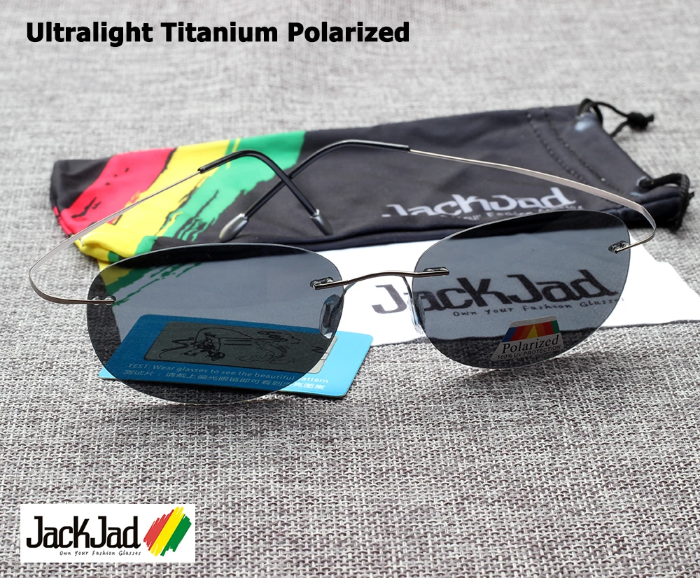 JackJad Fashion Men Driving Ultralight Titanium Polarized Sunglasses Brand Design Rimless Oval Frame Sun Glasses Oculos De Sol|de sol|oculos de solbrand polarized sunglasses - AliExpress