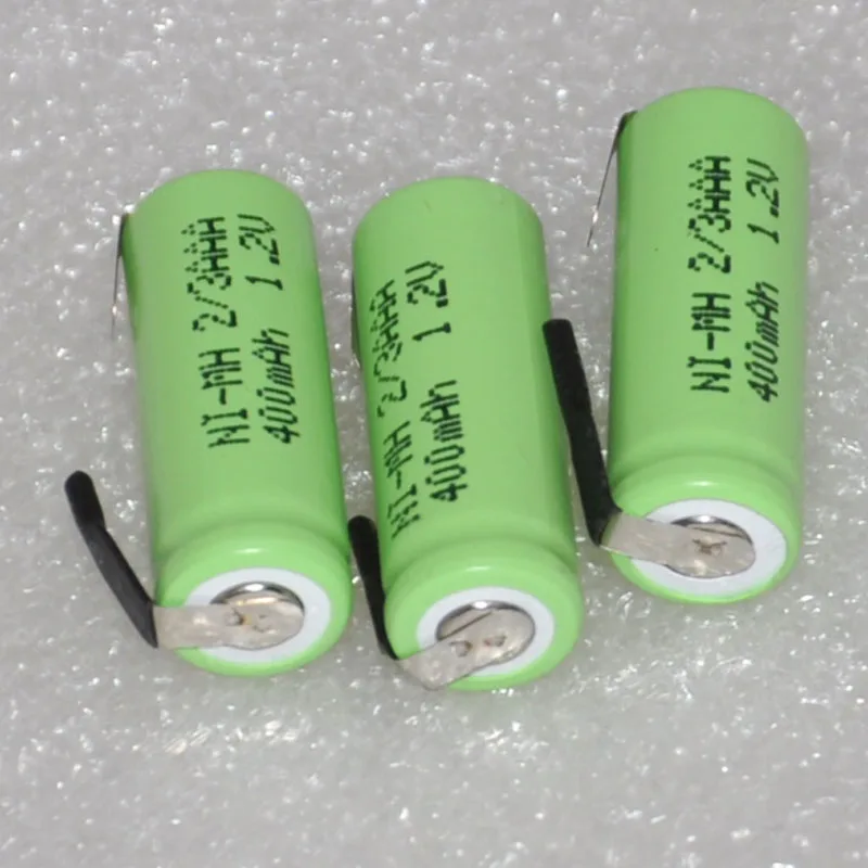 3 4 6PCS 1.2V 2/3AAA rechargeable battery 400mah 2/3 AAA ni mh nimh cell with tab pins for