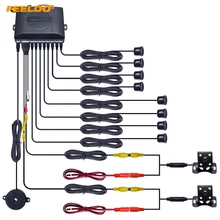 FEELDO 1Set Car 8-Sensor Parking Sensor with 2pcs Night Vision LED Camera Dual Visual Rearview Video Parking Radar System #FD938
