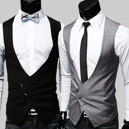 

Mens Formal Vest High Quality 2017 Black Grey Dress Vests For Men Gilet Costume Homme Classic Party Dress Formal Mens Vest