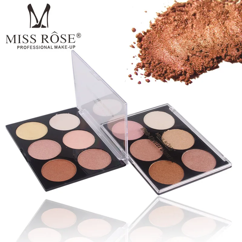 

Miss Rose 6 Colors Highlighter Makeup Glow Kit Palette Glitter Powder Highlight Eyeshadow Bronzer Cosmetics Illuminator NL