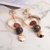 Boucles d'oreilles à Clip doré tendance, grands cercles Howllo, perles en pierre naturelle, piercing, pour femmes, fête, oreilles, bijoux à la mode ► Photo 2/6