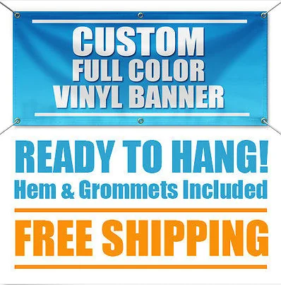 Free Shipping 4/'x 6/' Full Color Custom Banner High Quality 13oz Vinyl