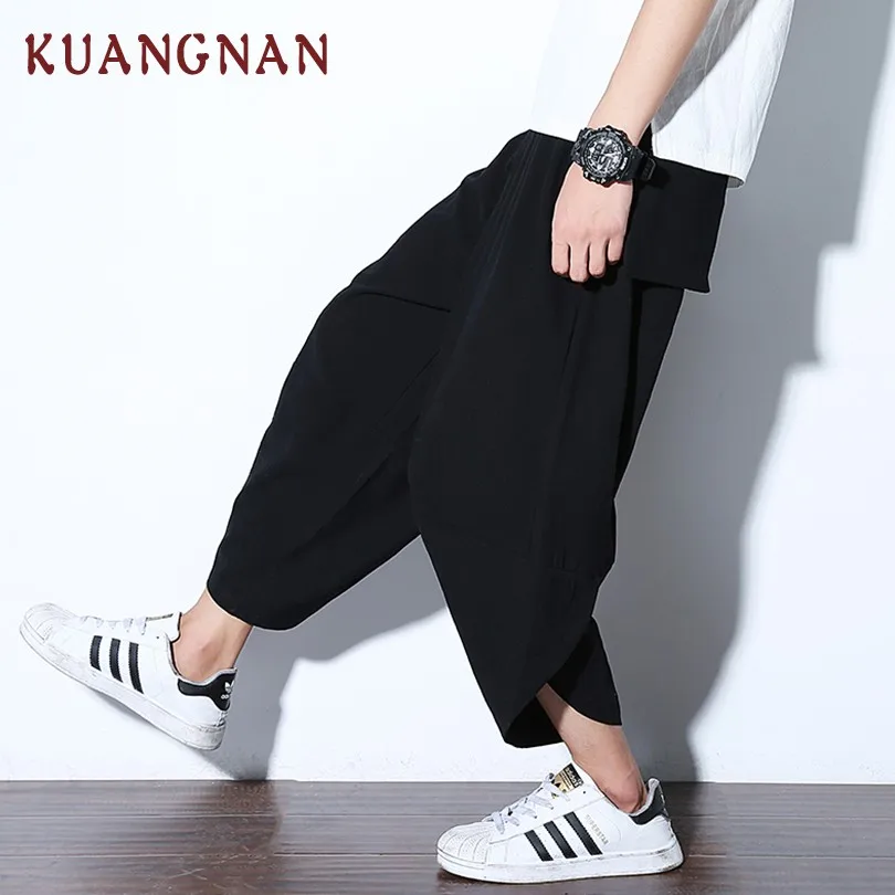 Online Pantalones de lino de algodón hasta el tobillo de estilo chino kuangnano pantalones de correr para hombre XXXL pantalones de chándal Streetwear para hombre Pantalones 2019