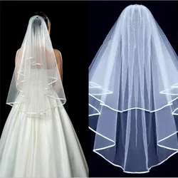 Canner White Ivory Two Layers Wedding Veils Simple And Elegent Short Bridal Tulle Edge White Lace Bridal Veil With Comb A30 Canner White Ivory Two Layers Wedding Veils Simple And Elegent Short Bridal Tulle Edge White Lace Bridal Veil With Comb A30