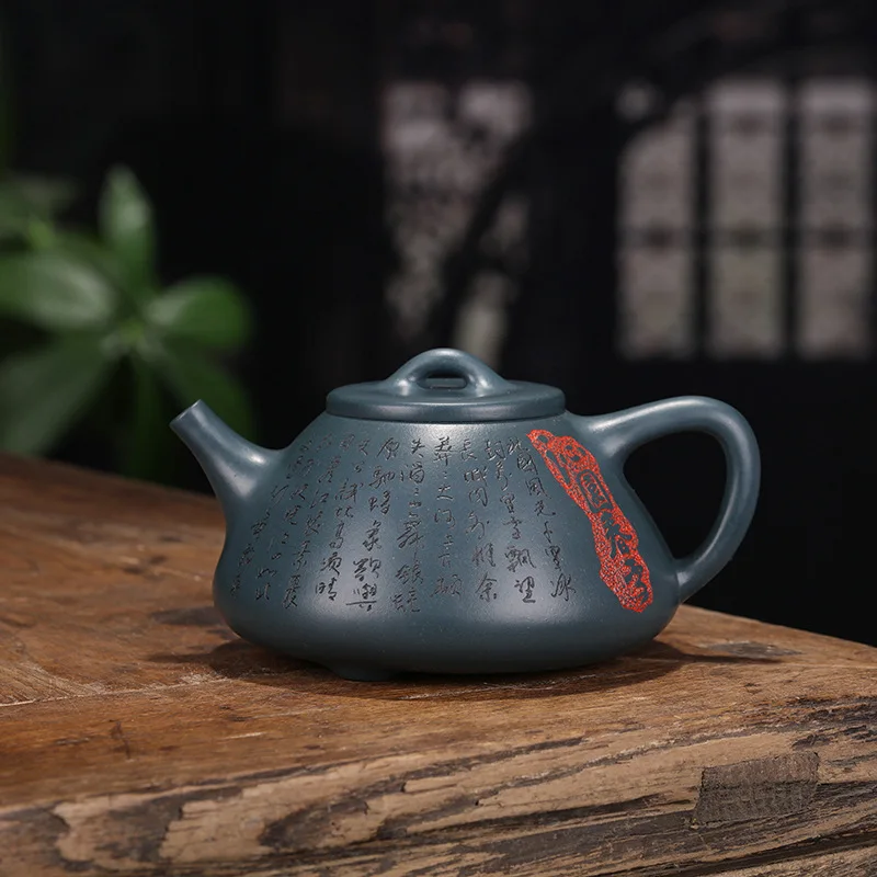 

Yixing Tea Set Dark-red Enameled Pottery Teapot Stone Drum Azure Mud Raw Ore Teapot Online Store