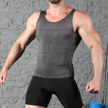 Mens Compression Shapewear Tshirt Body Shaper Chest Binder Shirt Slimming Waist Tummy Trimmer Shapers Body Top