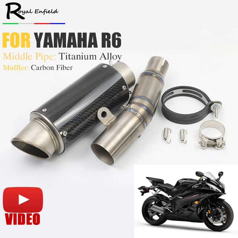 YZF R6 de la motocicleta tubo de Escape para YAMAHA R6 YZF R6 slip-Moto escapar R6 silenciador de la motocicleta Echappement Moto con medio tubo
