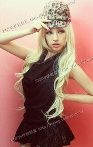 ZCD 1003 +++New long Platinum Blonde Fashion Cosplay Wavy Wig |