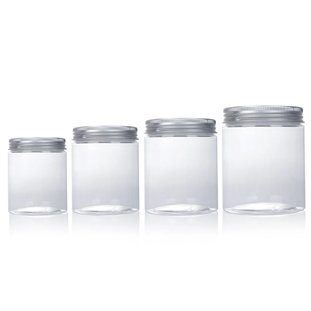 

1Pc 30-250ml Aluminum Cap Refillable Cosmetic Tin Pot Lip Balm Jar Containers Oil Wax Empty Transparent Sample Bottle Container