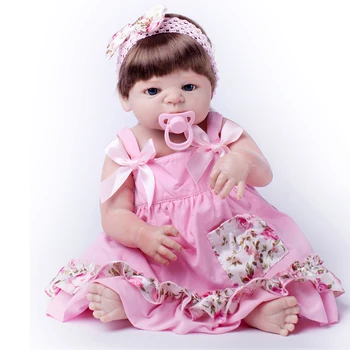 

Full Silicone Doll Reborn Babies Cute Pink Cloth Gift For Girls Toy Baby Alive Brinquedos Realer Reborn Dolls Baby-born Present