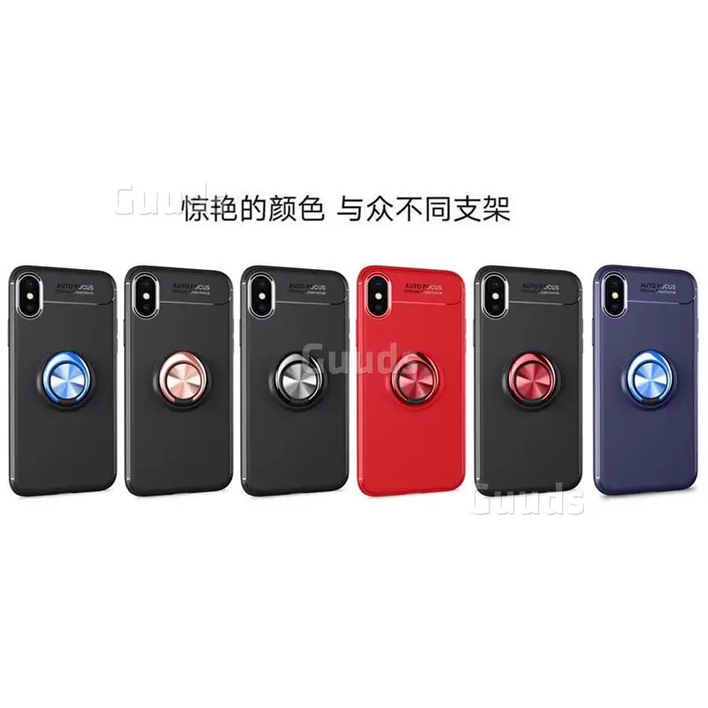 Auto Focus Invisible Ring Holder Soft Phone Case for iPhone X(5.8 inch) - Black