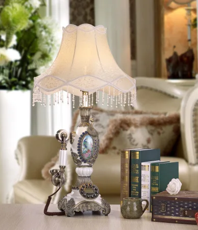 

Modern European style bedroom lamp telephone antique creative lamp bedside lamp