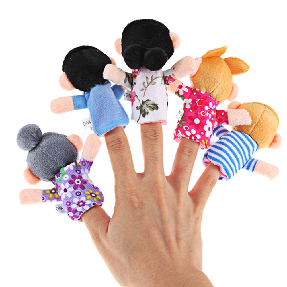 6 шт./лот, ручная кукла, семейные пальчиковые куклы, тканевая кукла, Детская развивающая ручная игрушка, детская история, Детские пальчиковые игрушки, детская история