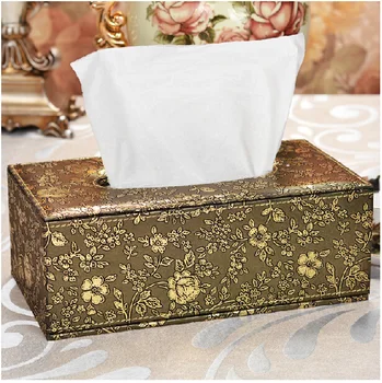 

palace vintage retro royal rectangle leather table tissue box toilet paper storage pumping napkin holder case dispenser 423A