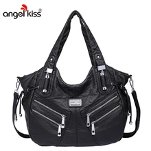 Angelkiss/брендовые сумочки с эффектом потертости из искусственной кожи; женские сумки на плечо; сумки-Хобо для женщин; сумки через плечо; Mochila Bolsa Feminina