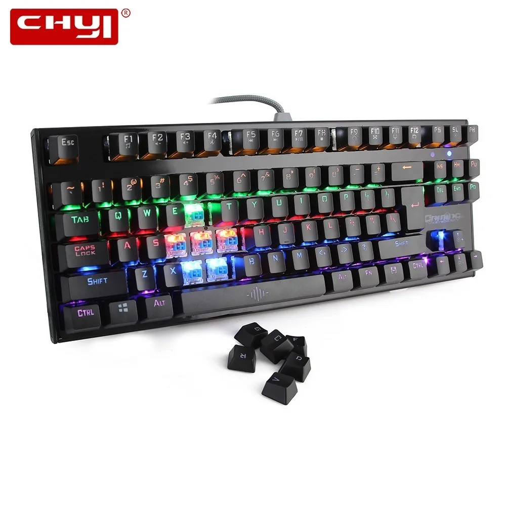 

CHYI Mechanical Computer Gaming Keyboard RGB Backlit Gamer Keyboards 87 Keys English Keycaps Wired Usb Game Keypad For PC Laptop