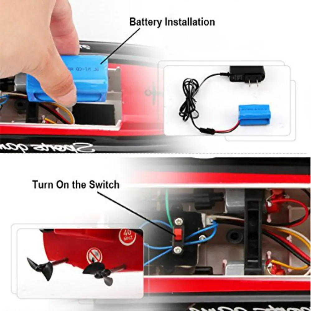 EBOYU(TM) F1 High Speed RC Boat Remote Control Race Boat 4 Channels for Pools, Lakes and Outdoor Adventure (Only Works In Water)