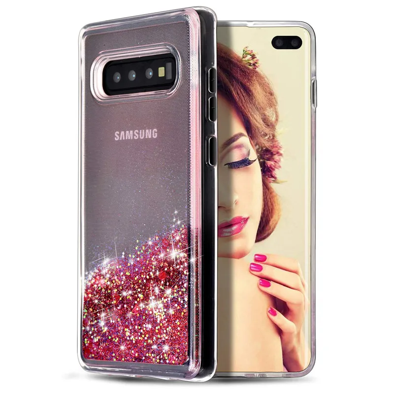

Water Shimmer Colorful Glitter Fun Phone Case For Samsung Galaxy S10 Plus Note 10 Bling Clear Liquid Glitter Cell phone cover