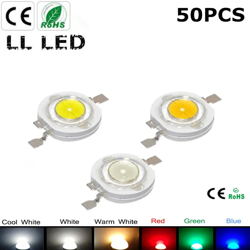 

50Pcs/lot Real CREE 1W 3W High Power LED Lamp Beads 2.2V-3.6V SMD Chip LED Diodes Bulb White / Warm White / Red / Green / Blue